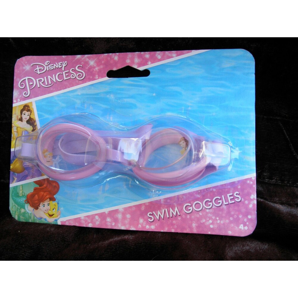 NEW by DISNEY, PRINCESS CINDERELLA & BELLE SWIM GOGGLES PINK (AGES 4+)